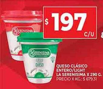 Supermercados DIA Queso clasico entero light la serenisima oferta