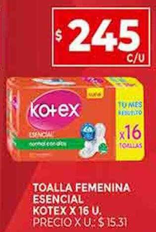 Supermercados DIA Toalla femenina esencial kotex oferta