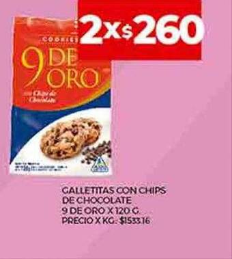 Supermercados DIA Galletitas con chips de chocolate 9 de oro oferta