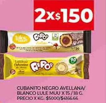 Supermercados DIA Cubanito negro avellana blanco lule muu oferta