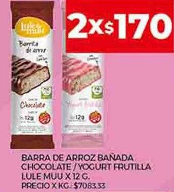 Supermercados DIA Barra de arroz bañada chocolate yogurt frutilla lule muu oferta