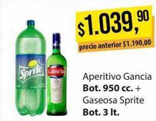 Supermercados Damesco Aperitivo gancia + gaseosa sprite oferta
