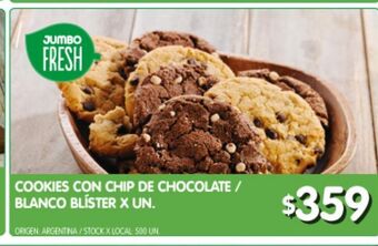 Jumbo Cookies con chip de chocolate/blanco blíster x un oferta