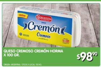 Jumbo Queso cremoso cremón horma x 100g oferta