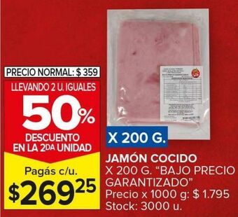 Carrefour Maxi Jamón cocido 200g oferta