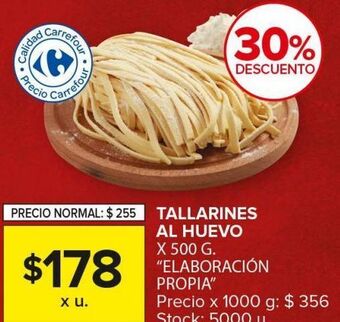 Carrefour Maxi Tallarines al huevo 500g oferta