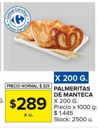 Carrefour Maxi Palmeritas de manteca 200g oferta