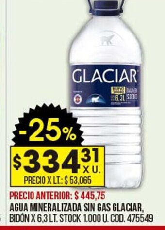 Coto Agua mineralizada sin gas glaciar oferta