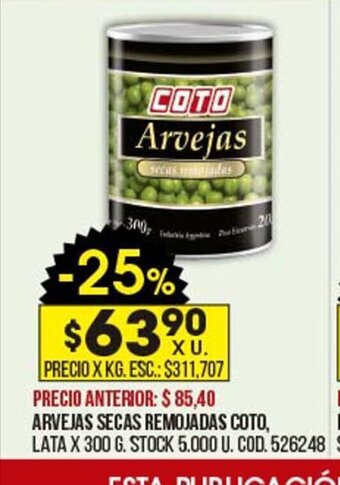 Coto Arvejas secas remojadas coto oferta