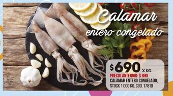 Coto Calamar entero congelado oferta