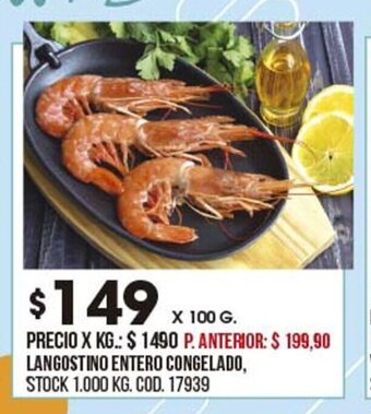 Coto Langostino entero congelado oferta