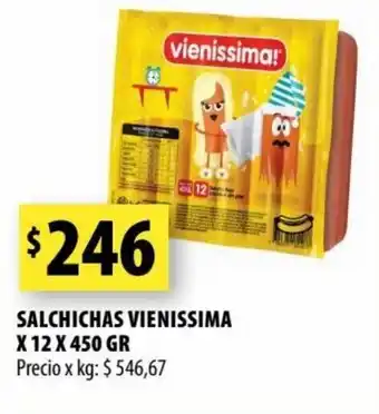 Punto Mayorista VIENISSIMA salchichas vienissima X 12 X 450 GR oferta
