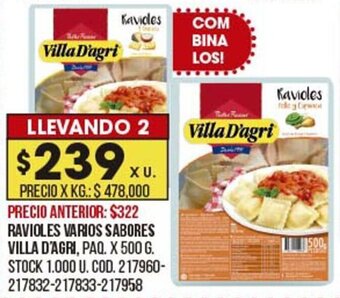 Coto Ravioles varios sabores villa d'agri oferta