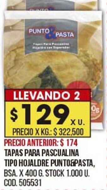 Coto Tapas para pascualina tipo hojaldre punto&pasta oferta