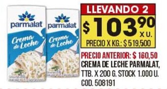 Coto Crema de leche parmalat oferta