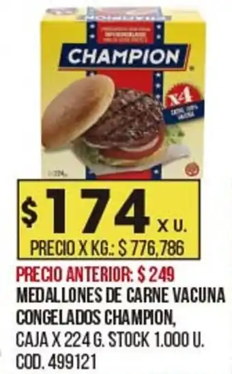 Coto CHAMPION medallones de carne vacuna congelados oferta