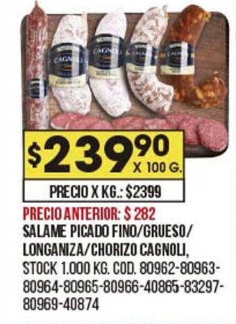 Coto Salame picado fino/grueso/longaniza/chorizo cagnoli oferta