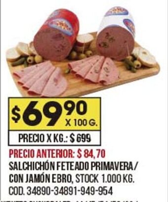 Coto Salchichón feteado primavera/con jamón ebro oferta