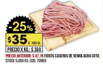 Coto Fideos caseros de remolacha coto oferta