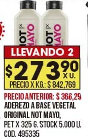 Coto Aderezo a base vegetal original not mayo oferta