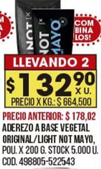 Coto Aderezo a base vegetal original/light not mayo oferta