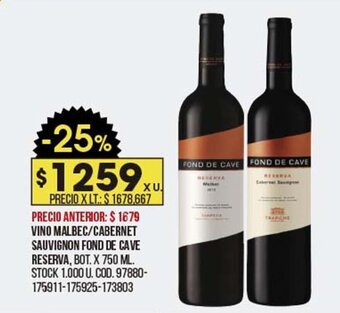 Coto Vino malbec/cabernet sauvignon fond de cave reserva oferta