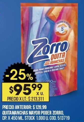 Coto ZORRO quitamanchas mayor poder oferta