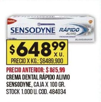 Coto SENSODYNE crema dental rápido alivio oferta