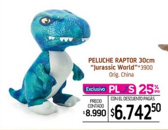 La Anonima Peluche raptor 30cm "jurassic world" oferta