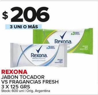 Carrefour Maxi Rexona jabon tocador vs fragancias fresh oferta