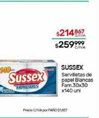 Nini Mayorista Sussex servilletas de papel blancas fam oferta