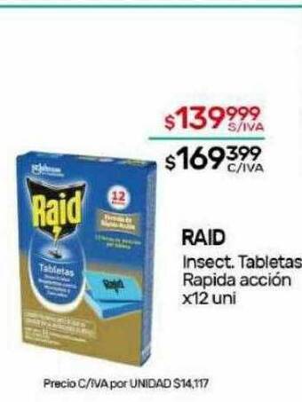 Nini Mayorista Raid insect tabletas rapida acción oferta