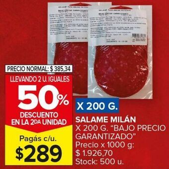 Carrefour Maxi Salame milán x 200g oferta