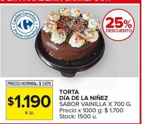 Torta día de la niñez oferta en Carrefour Maxi