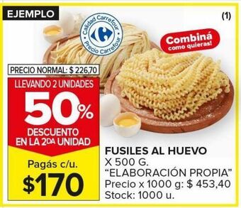 Carrefour Maxi Fusiles al huevo x 500g oferta