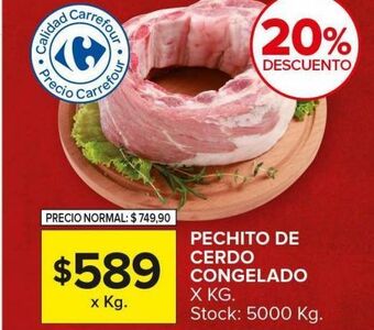 Carrefour Maxi Pechito de cerdo congelado x kg oferta