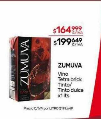 Nini Mayorista Zumuva vino tetra brick tinto tinto dulce oferta
