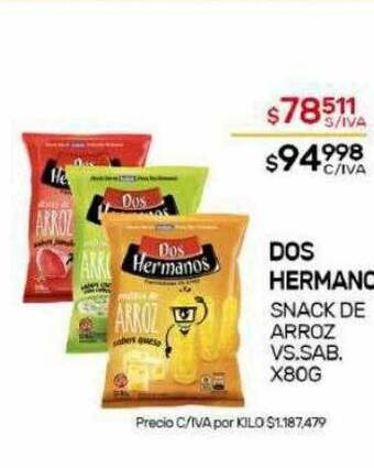 Nini Mayorista Dos hermanos snack de arroz vs. sab. oferta