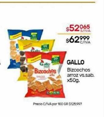 Nini Mayorista Gallo bizcochos arroz vs. sab. oferta