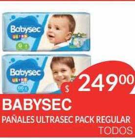 Masivos Babysec pañales ultrasec pack regular oferta