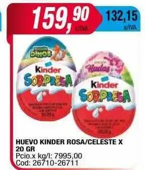 Maxiconsumo Huevo kinder rosa celeste oferta