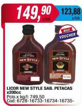 Maxiconsumo Licor new style sab petacas oferta