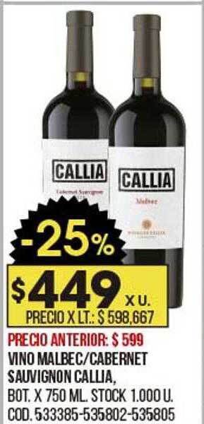 Coto Vino malbec cabernet sauvignon callia oferta