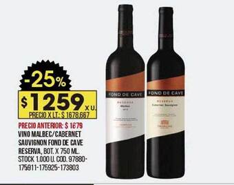 Coto Vino malbec cabernet sauvignon fond de cave reserva oferta