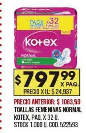 Coto Toallas femeninas normal kotex oferta