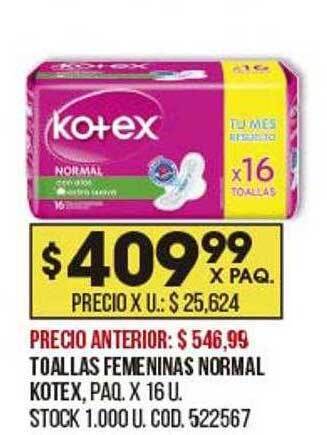 Coto Toallas femeninas normal kotex oferta