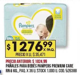 Coto Pañales para bebés pampers premium care rn 6 kg oferta