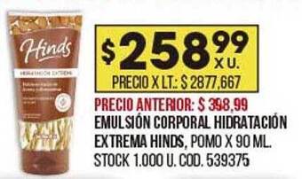 Coto Emulsión corporal hidratación extrema hinds oferta