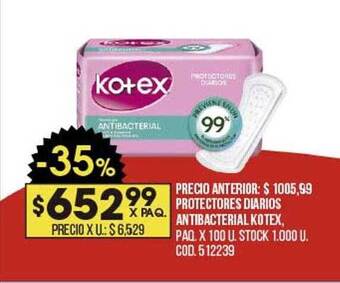 Coto Protectores diarios antibacterial kotex oferta