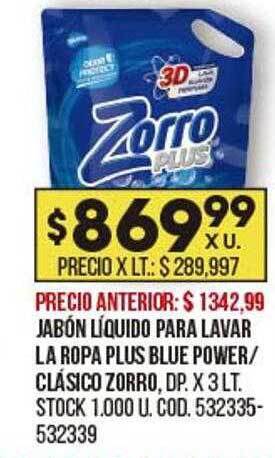 Coto Jabón líquido para lavar la ropa plus blue power clásico zorro oferta